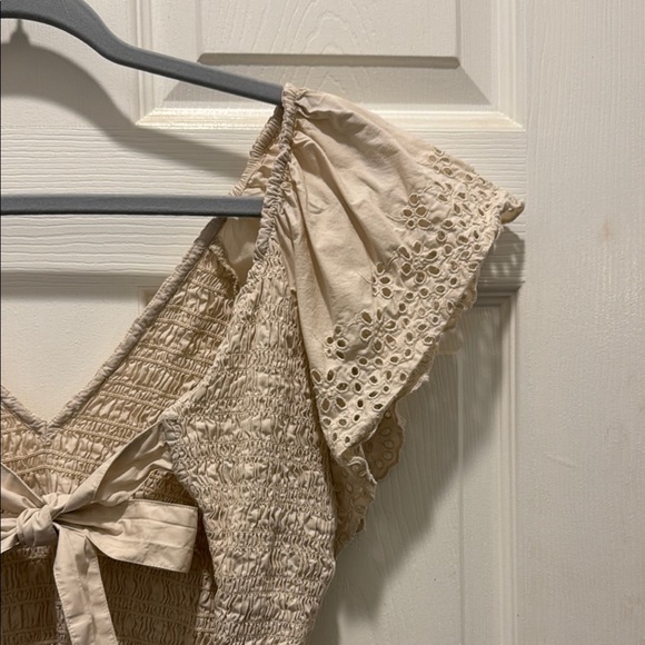 GAP Cream Ruffled Flutter Sleeve Mini Dress - Picture 9 of 12